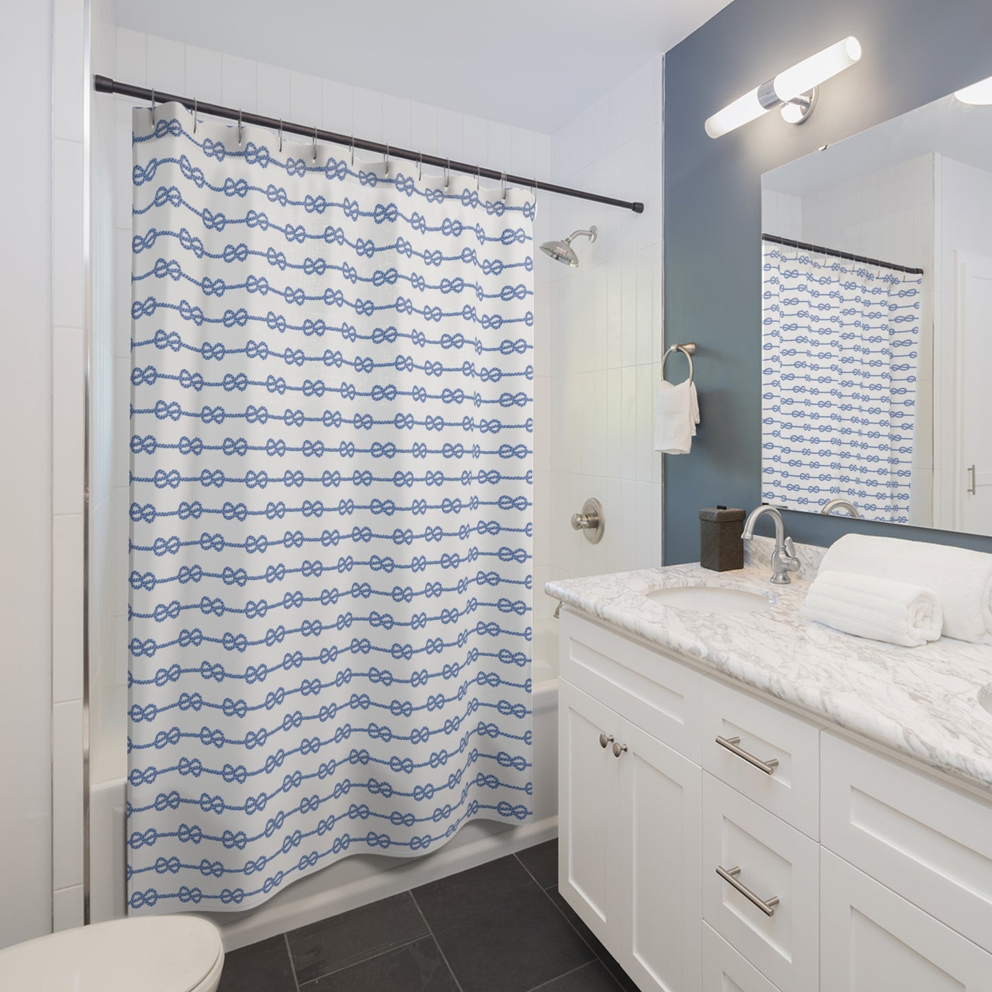 Nautical Rope Shower Curtain, Coastal Decor, Ocean Decor, Coastal Bathroom Accessories Beach House Decor Nautical Pattern Shower Curtain