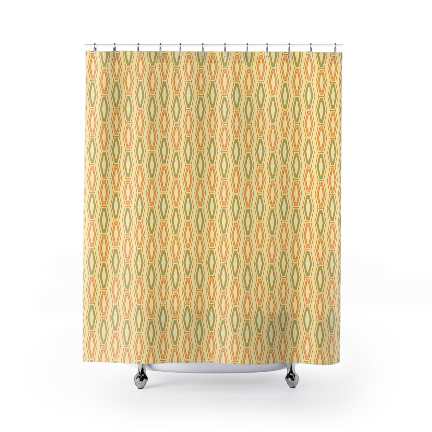 Mid Century Modern Yellow Shower Curtain, Mid-Century Modern Bathroom, Retro Geometric Shower Curtain, 50s MCM Decor, Vintage 60s Decor